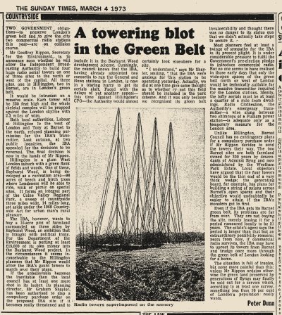 IBA Saffron Green, A Towering Blot On The Green Belt Sunday Times 4 March 1973